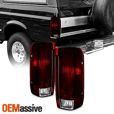 Fit 87-97 Ford Bronco F150 F250 Pickup Truck Dark Red Tail Lights Replacement • $38.99