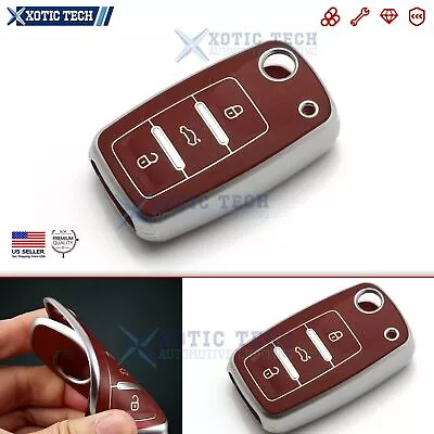 1pc Brown Soft Full Seal Remote Control Key Holder Shell Case Protector For VW • $13.88