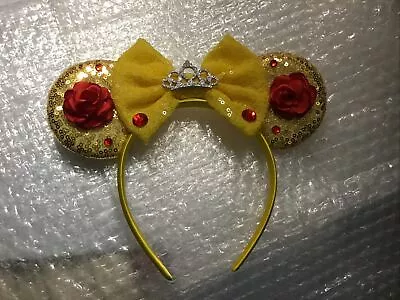 Disney Minnie Mouse Ears /headband /Disney BELLE Princess HANDMADE NEW • $26.99