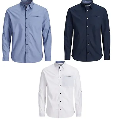 Jack & Jones Mens Formal Shirts Classic Business Casual Dress Shirts S M L XL • £14.99