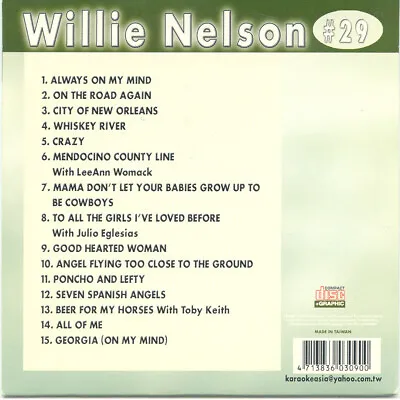 Willie Nelson Country Karaoke Classics Cd+g Ckc-29 New 17 Tracks In Plastic • $9.99