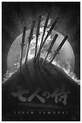 Seven Samurai Akira Kurosawa B/W Movie Poster Giclee Print Art 24x36 Mondo • $109.99