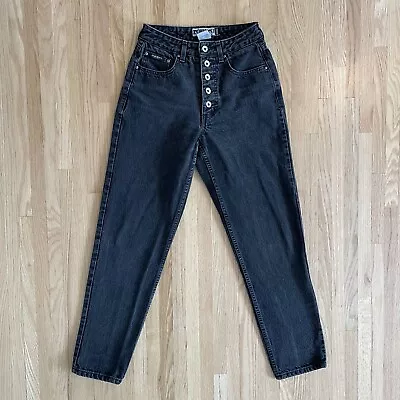 Vintage USA Z.CAVARICCI Tapered Button Fly Blue Denim Mom Jeans High Waist 27 • $39