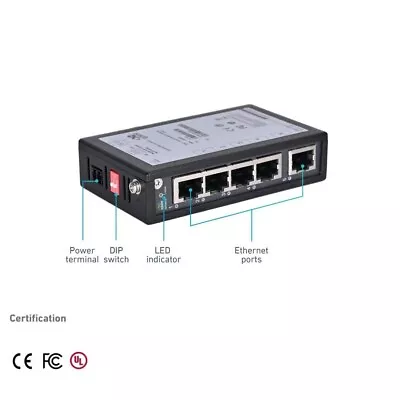 5 Ports 10/100/1000 Base-T(X) Ethernet Gigabit Switch Industrial For PLC HMI Ecc • $118