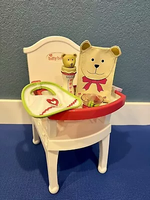 $75 • Buy Retired American Girl Bitty Baby High Chair With Tray, Acessories +++ 