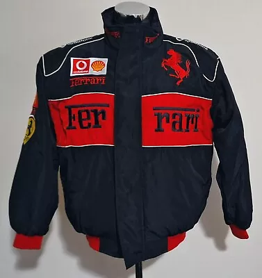 Vintage Ferrari F-1 Racing Jacket Adult Small Black Embroidered Red Accents • $99