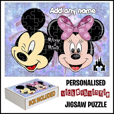 Personalised Mickey And Minnie Mouse Jigsaw Puzzle- Add Any Name • £11.99