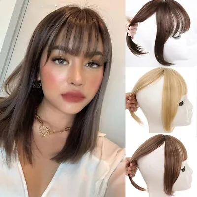 Clip On Women Straight Bangs 3D Bangs Wig Synthetic Hairpiece Front Neat Bang • £5.50