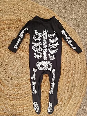 Baby Halloween Skeleton Outfit Babygrow Playsuit 3-6 Months • £2