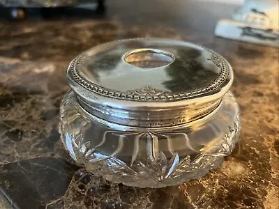 Antique F&B Foster & Bailey Sterling Silver Crystal Hair Receiver Vanity Jar • $59.99