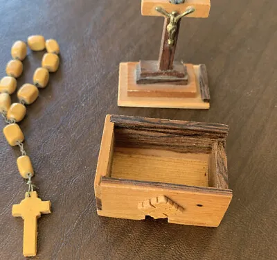$24.95 • Buy Mexican Vintage Wood Crucifix Box With Partial Rosary
