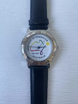 Coin Watch Centenary Of Federation Australia Leather Band Stainless Steel Watch • $60