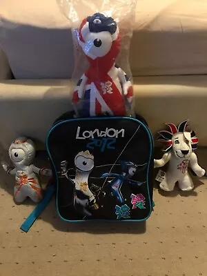 £25 • Buy New London 2012 Kids Navy Backpack & 3 Plush Mascots Mandeville Wenlock Pride