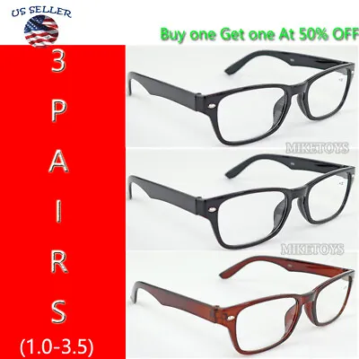 $6.95 • Buy Reading Glasses Lens 3, Pack Lot Classic Reader Unisex Men Women Style Lot(809)