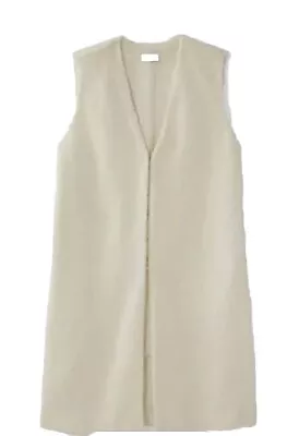 J.Jill  Pure Jill Women's Ivory Long Teddy Sweater Vest Pockets  Size Medium • $28.50