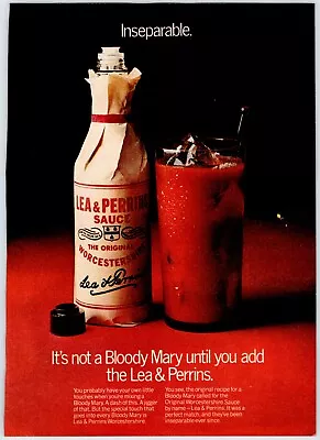 LEA & PERRINS SAUCE BLOOD MARY Vintage 1970's 8  X 11  Magazine Ad M78 • $5