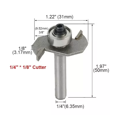 1pc-T-Slot-Router Bit 1/4 Shank 1/8 Cutting Depth 2 Flutes HSS Cutter Grooving • £7.76