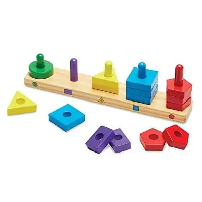 Melissa & Doug Stack And Sort Board - Wooden Educational Toy For Age 2+ Years • $11.79