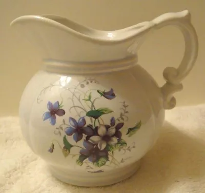 Vintage McCoy Pitcher #7528 White W/ Blue Flowers Made In USA  • $18.99