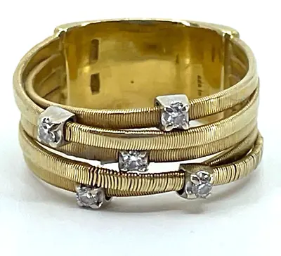 SOLID---18k Yellow White Gold Marco Bicego  Diamonds Ring Size 8.5 • $1395