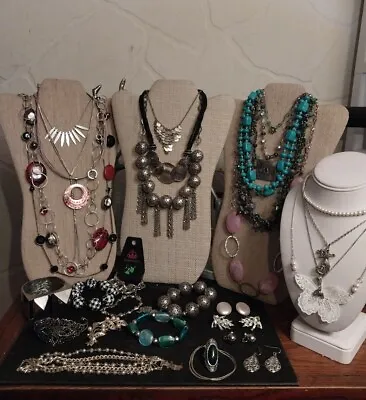 Large Lot Vintage Now Silver Tone Jewelry  15 Signed Monet Star Coro Napier Ect. • $49.99