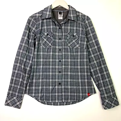The North Face Plaid Button Down Long Sleeve Shirt Blue Womens Size Small • £11.97
