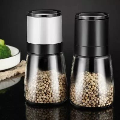 Stainless Steel Glass Salt And Pepper Grinder Manual Ceramic Mills Kitchen Tool • £7.32