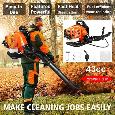 £105.99 • Buy NEW Petrol Backpack Leaf Blower 665CFM/270MPH Back Pack 3hp Outdoor Garden 43cc