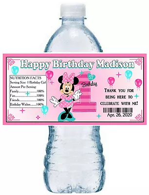 20 Minnie Mouse Fun To Be One 1st Birthday Party Favors ~ Water Bottle Labels • $9.99