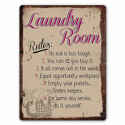 £8.39 • Buy Laundry Room Rules - Vintage Metal Wall Sign