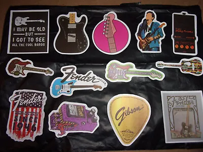 Lot Of 13 Mini Guitar Decals Stickers #2 Case Candy Strat Tele Pedal Scrap Book • $2.99
