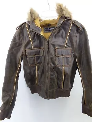 Vintage Women's Steve Madden Bomber Jacket Vegan Leather Coat Size MED Brown • £67.49