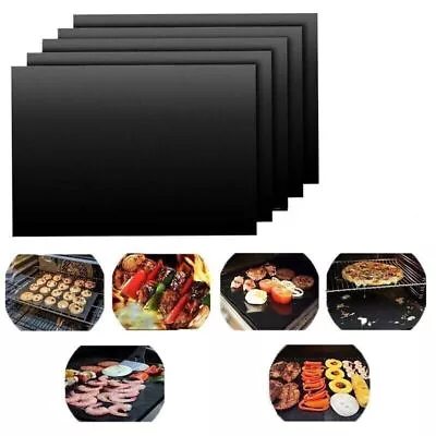 5 X Grill Mat Non Stick BBQ Copper Pad Barbecue Bake Cooking Mat Chef Reusable • $7.25