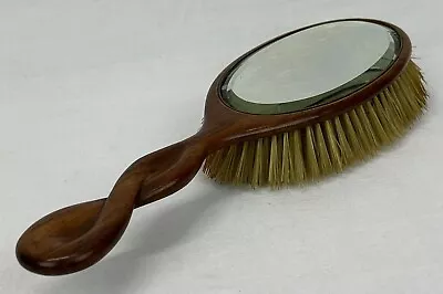 Vintage Mid Century Teak Danish Modern Style Hand Mirror & Brush Combined • $45