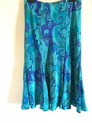 David Nieper Pure Silk  Floaty Flared Midi Foliage Skirt   Size Uk 14 • £16