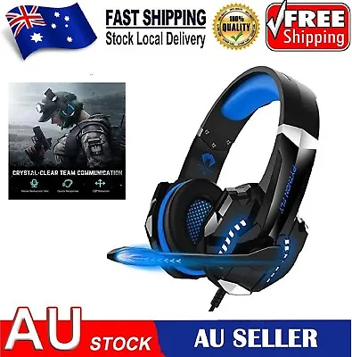 Soft Ear Muff Adjustable Over-ear Wired Gaming Headphones Led Light With MiC • $41.99