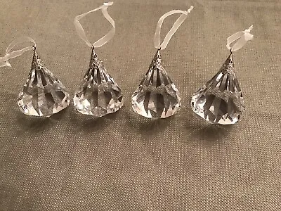 4  Crystal Christmas Tree Ornaments Decorations Acrylic Clear Classic Style • $12