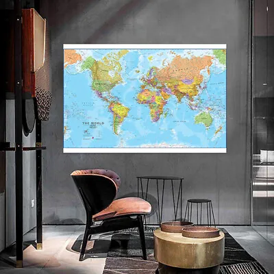 7x5ft 5x3ft World Map Atlas Detailed Large Poster Wall Backdrop Art Prints Decor • $9.11