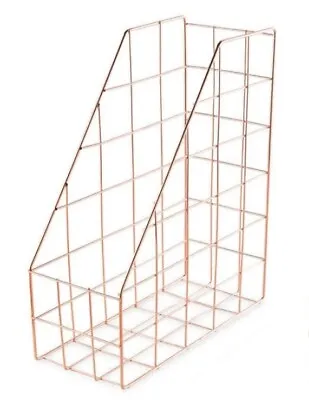 £12.99 • Buy Rose Gold Wire Magazine Rack File Office Stationery Organiser