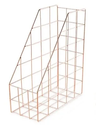 Rose Gold Wire Magazine Rack File Office Stationery Organiser • £12.99