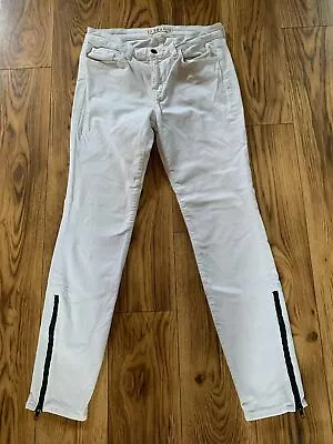 J Brand Womens Size 29 Corduroy Side Zip Creamy White Skinny Mid Rise Pants • $11