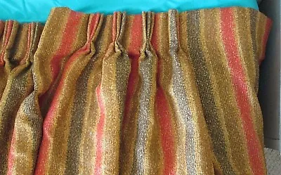 $125 • Buy Vintage Mid Century Curtain Panel Pinch Pleat Weave Large Fabric