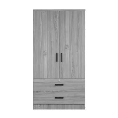 Better Home Products Grace Wood 2-Door Wardrobe Armoire With 2-Drawers In Gray • $258.12