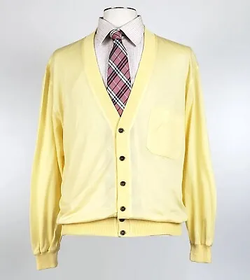 New GIEVES & HAWKES XL Yellow Mesh Cardigan NWT Classic Fit • $39