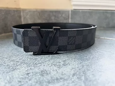 Authentic Louis Vuitton Damier Graphite LV Initials Buckle Belt Size 90 / 36 • $340