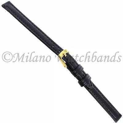 8mm Morellato Genuine Leather Black Stitched Ladies Watch Band 112 • $19.95