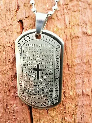 DOG TAGS STAINLESS STEEL MENS BOYS LORDS PRAY FATHERS DAY WEDDING Army Navy M40 • £5.50