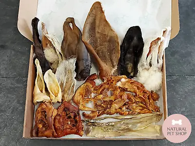 Pigs Ear Rabbit Cow Goat Lamb Strips Dog Chew Natural Furry ALL EARS BOX • £13.99