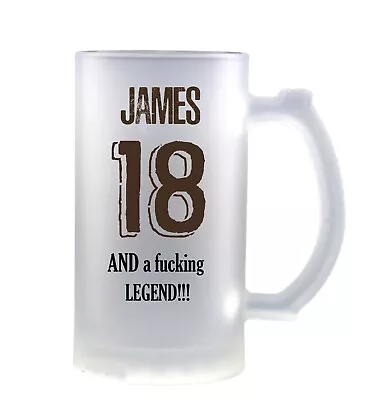 Personalised 18th Birthday Frosted Glass Beer Stein Mug  Name Male Female Gift • $26.95