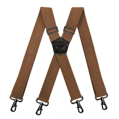 Mens Braces Suspenders Black  X Back Heavy Duty Biker Snowboard Trousers • $14.99